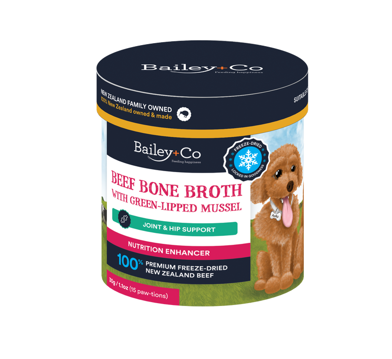 Bailey+Co Beef Bone Broth with Green Lipped Mussel – Joint & Hip Support 30g