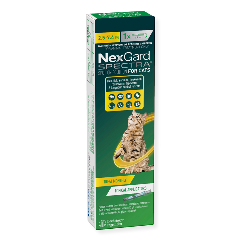 NexGard Spectra Cat Flea, Tick, & Worm Treatment 2.5kg-7.4kg 1 pack