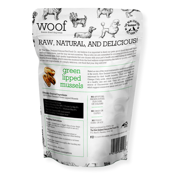 Woof Green Lipped Mussel Treats 50g – Pet Connect NZ